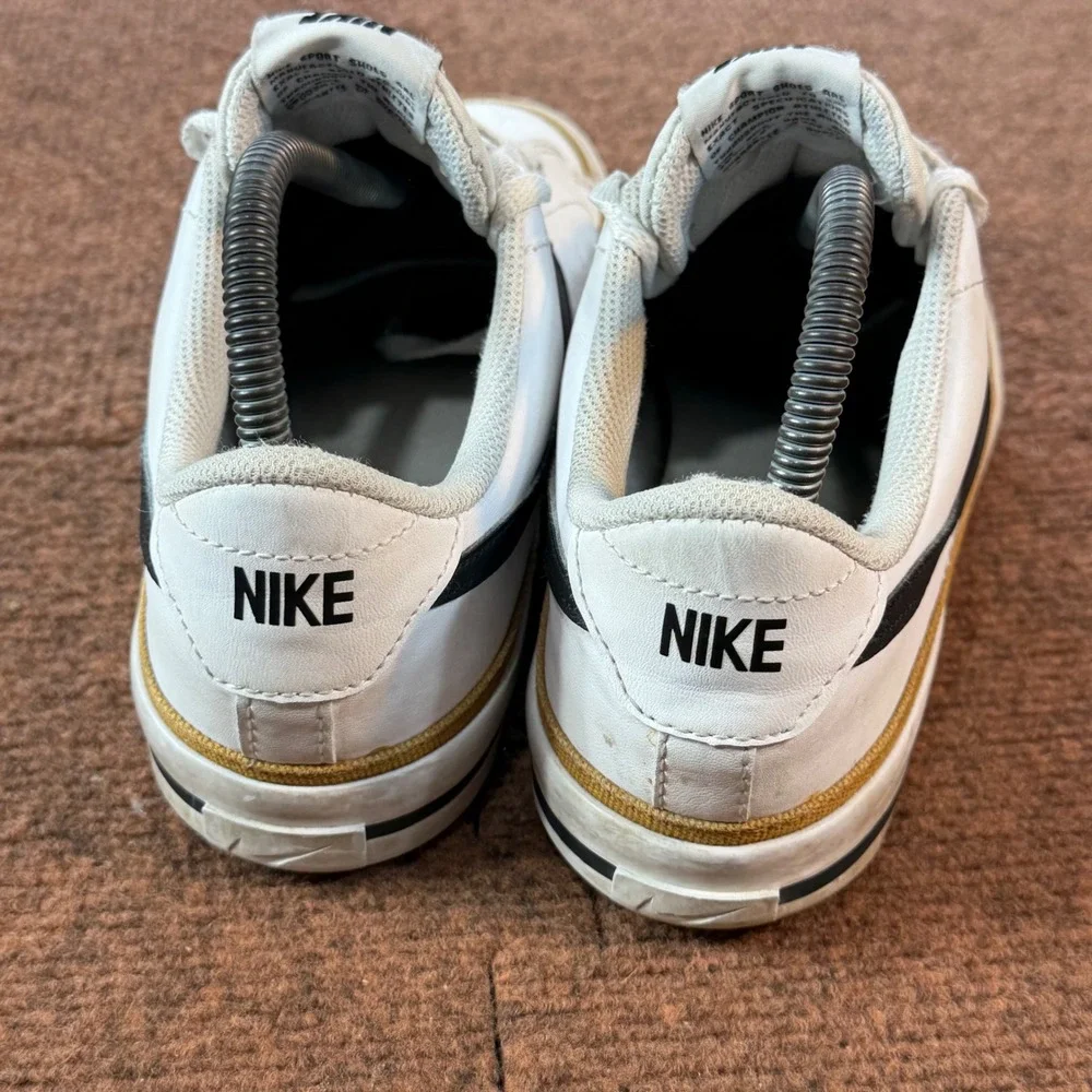 gently used B- Nike Court Legacy GS White Black Gold Sneakers DA5380-102 Kids 7Y